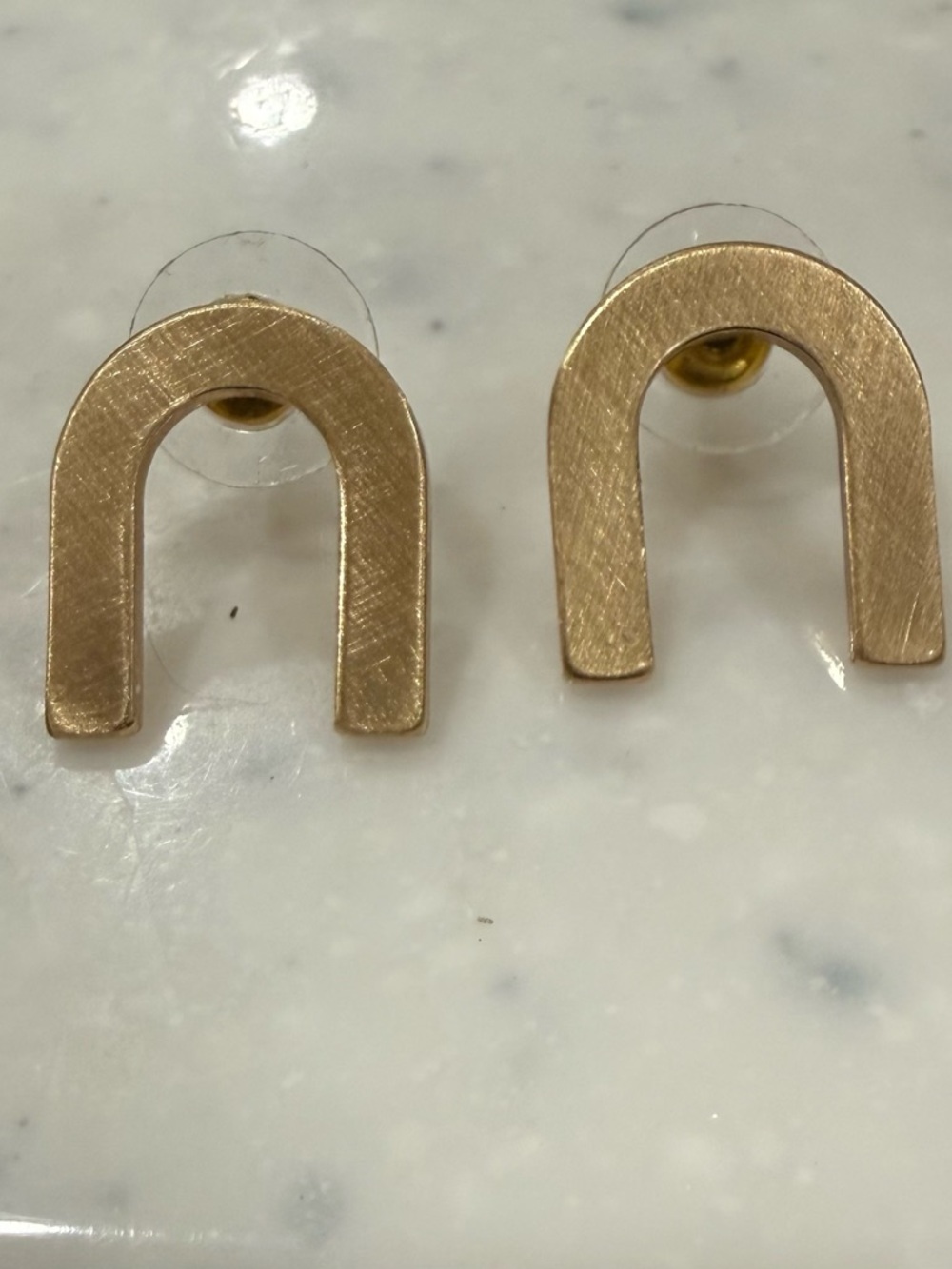 Gold Arched Stud Earrings